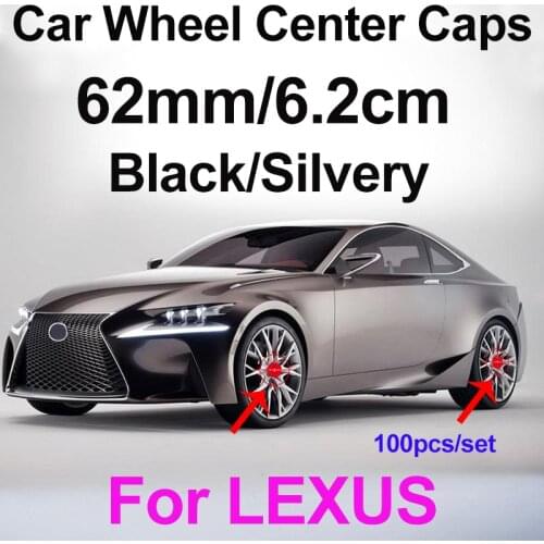 100pcs 62mm Car Styling Wheel Center Caps Wheel Hub Covers Black Silvery abs for Lexus RX GS 300 400 430 350 450 ES SC CT ES GX