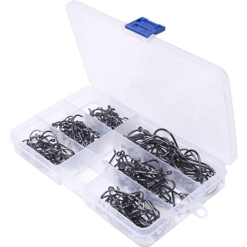 160pcs/Box High Carbon Steel Fishing hooks Mixed Size Barbed jig hook Carp Fishing Jig Head for Fly fishing Accessories