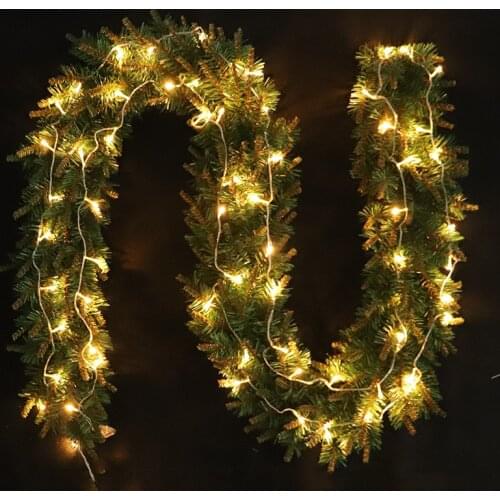 2.7m Christmas garland green with yellow branches no/with light Christmas ornaments Christmas decorations for home free shipping