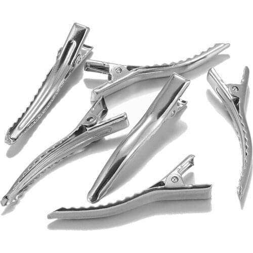 20Pcs 44mm Metal Clips Single Prong Alligator Hairpin With Teeth Blank Setting Hair Clips Base for DIY Jewelry Making Supplies