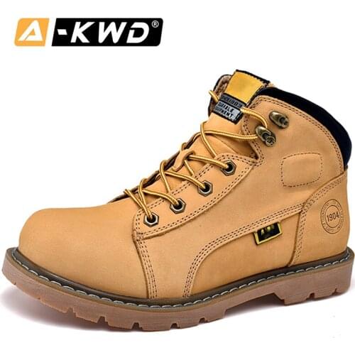 2020 Winter Mens Boots Rubber Non slip Work Shoes Fashion Botas Hombre Tacticas Genuine Leather Casual Boots Men Bottine Homme