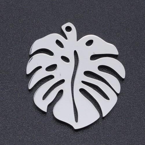 5pcs/lot 100% Stainless Steel Banana Leaf Charms Pendants Wholesale Top Quality DIY Necklace Bracelet Making Charms