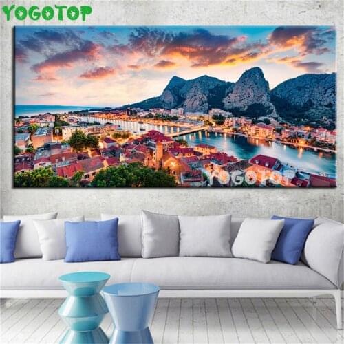 5D DIY Diamond Painting Full Square Rhinestones Pictures Embroidery Dalmatian Coast Croatia Landscape Mosaic Sale Decor YY5261