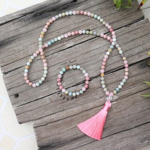 8mm Natural Stone Beads, Rhodrochrosite, Amazonite, JapaMala Sets, Spiritual Jewelry, Meditation, Inspirational, 108 Mala Beads