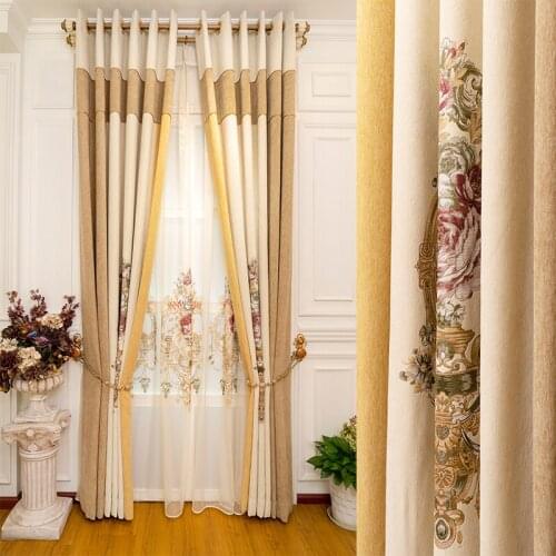 American luxury seamless stitching blackout curtains for living room bedroom hotel kitchen curtains high quality and guaranteed