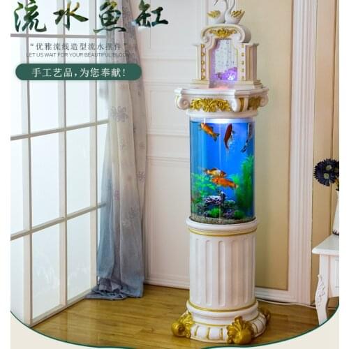 Large lazy Cylindrical Aquarium living room creative small and medium household floor aquarium ecological super white water free