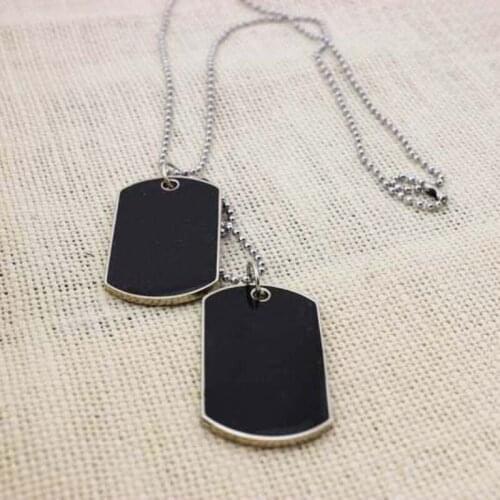 Black 2 Dog Tag Chain Beauty Mens Pendant Necklace Mens Jewelry Army Tactical Style Jewelry