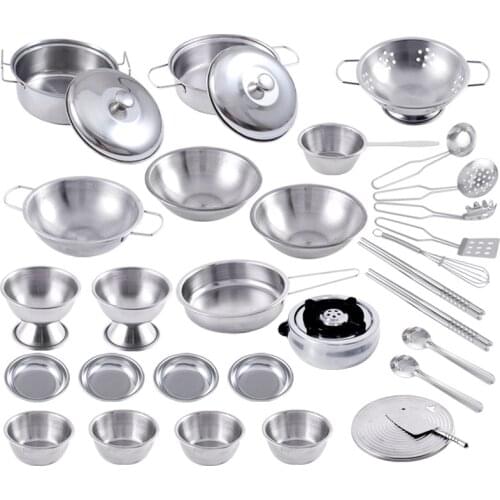 Childrens Kitchen Pretends To Play House Toy Stainless Steel Cookware Simulation Kitchen Tool Set Baby Early Education Fun Gift