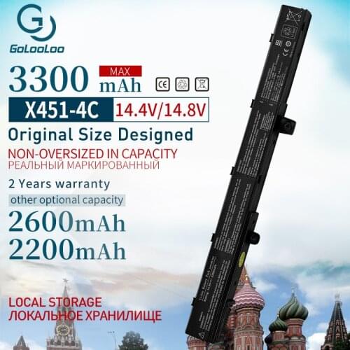 Golooloo 14.4V Black A31N1319 Laptop Battery for ASUS A41N1308 A31LJ91 X451 X551 X451C X451M X551C X551M 0B110-00250100 3300mAh