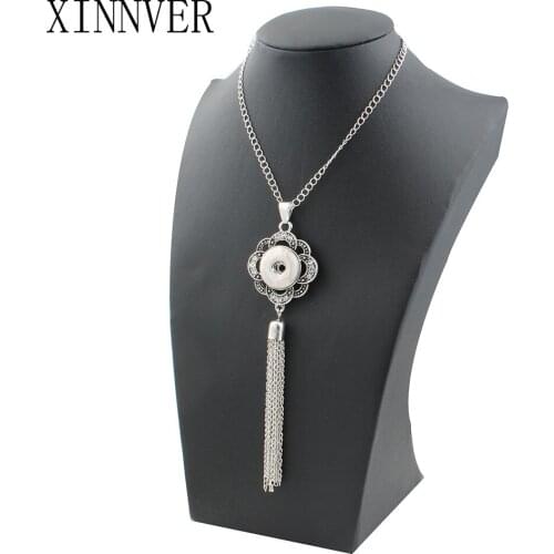 Xinnver Snap Buttons Jewelry Tassel Pendant Necklace With Charm Chain Necklace Fit 18/20mm Snaps Necklace Jewelry Women ZG005