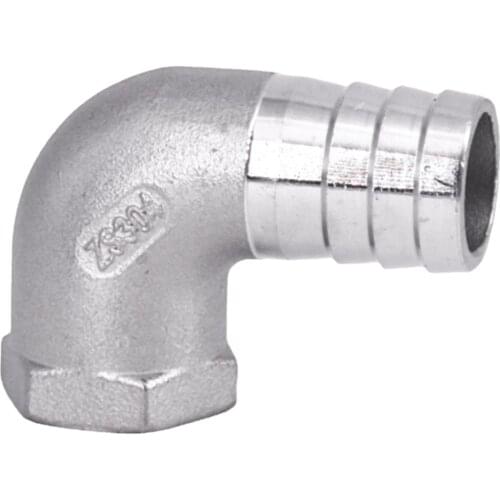 1/2" 3/4" 1" BSPT Female x 15 20 25 32mm Hose Barb Hosetail Elbow 90 Degree Connector Coupler 304 Stainless Water Gas Fuel Oil