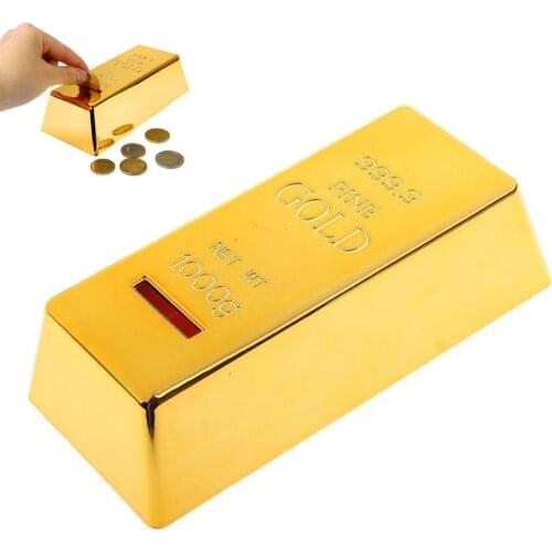 ABS Plastic Piggy Bank Gold Bullion Brick Coin Box Case Saving Money Box for Kids Children Birthday Gifts Home Decor