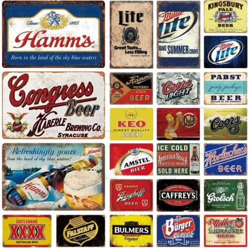 Ice Cold Beer Metal Plaque Tin Sign Vintage Bar Pub Club Room Signs Miller Lite Poster Metal Sign Man Cave Home Decoration