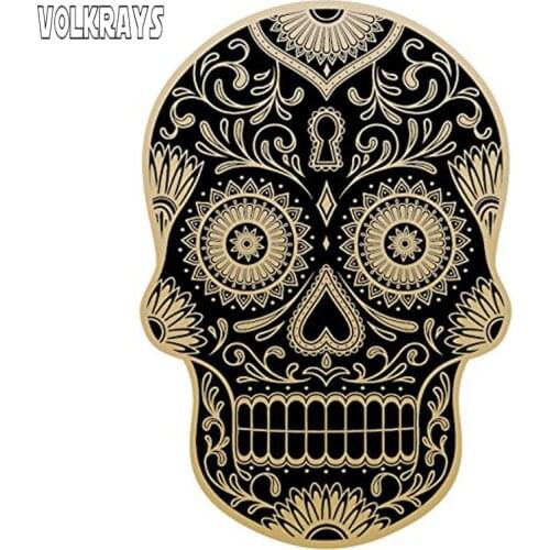 Volkrays Lovely Car Sticker Rockabilly Rock Vintage Sugar Skull Accessories PVC Decal for Opel Insignia Jaguar Hyundai,16cm*10cm