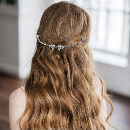 Simple Shinny crystal bridal wedding Head Piece Bride Headwear Headband with comb Hair Band women Party Jewelry Accessories