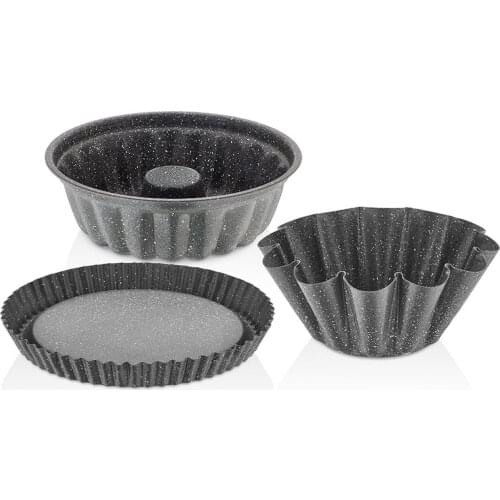 Gray Color 3 Piece Granite Cake Set