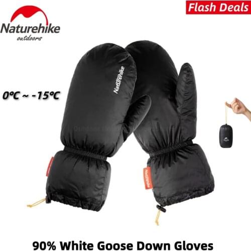 Naturehike Outdoor Gloves Ultralight 50g 90% Goose Down Gloves Unisex Hiking Skiing Waterproof Keep Warm Gloves Camping Skating