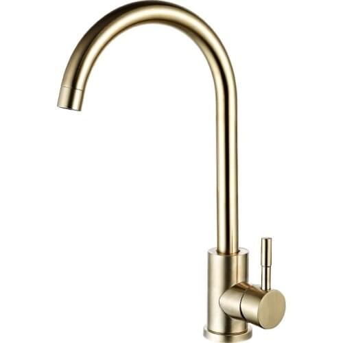 Nordic Golden Water Trough Kitchen Faucet Wash Basin Rotary 304 Stainless Steel Hot and Cold Faucet Table Basin Household