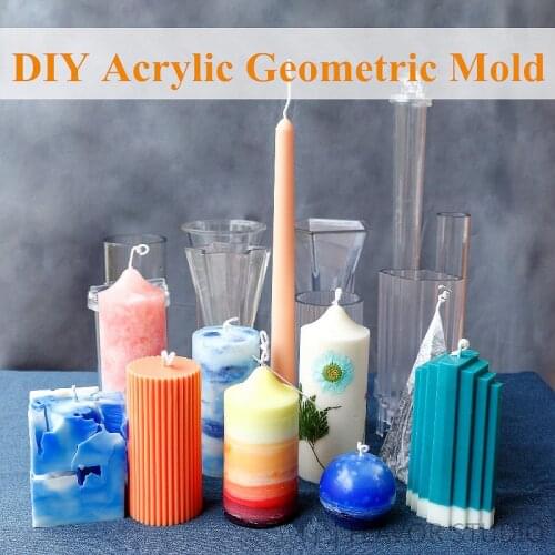 New DIY Silicone Candle Mold 3D Columnar Acrylic Mould Aromatherapy Candle Making Molds Valentines Day Home Decor Tools