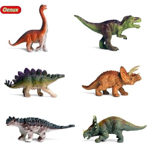 Oenux Mini Dinosaur Toys PVC Jurassic Stegosaurus Saichania Simulation Animal Models Action Figures Collection Toys for Kids