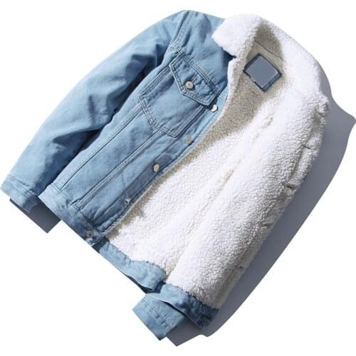 Fall/winter mens and womens denim jacket mens plus velvet thick warm casual jacket large size cotton velvet jacket tide