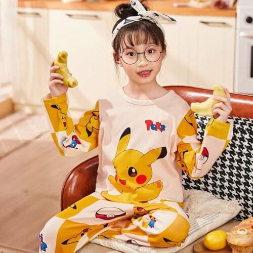 6 Style 2021 New Pure Cotton Autumn Parent-Child Pajamas for Mother Girls Cute Cartoon Home Wear Kids Pyjamas Long Sleeve