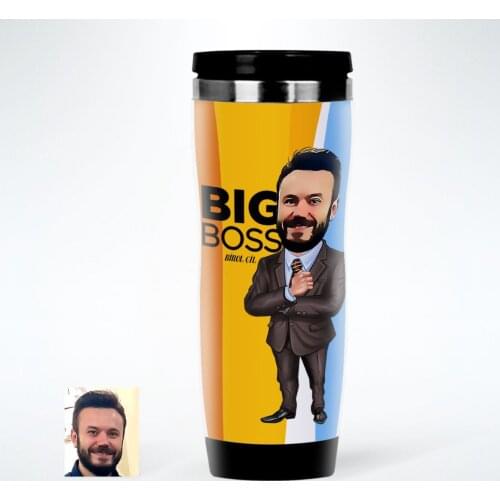 Personalized Mr Big Boss Caricature Of Steel Thermos cup-3