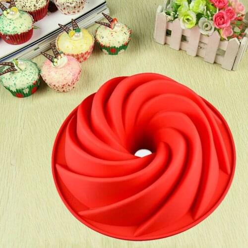 Useful Large Spiral Shape Food Grade Silicone Bundt Cake Mold Pan 3d Fluted Cake Mould Form Bread Bakery Baking Tools Bakeware