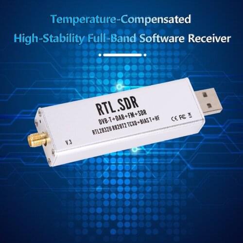 SDR Receiver RTL2832U R820T2 Chip 100kHz-1.7GHz Software Defined Radio Receiver Full-Band Receiver Aviation Shortwave