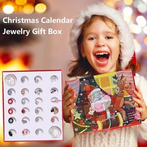 Fashion Jewelry Advent Calendar With 24 Pcs Girls Christmas Gifts Charms DIY Bracelet Necklace Countdown Calendar Kids Teenager