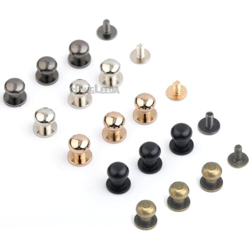 DIY 50sets/lot 8*9*10mm big metal brass screw rivets knob leather craft stud rivets watchband belt round silver/black/gold ZD014