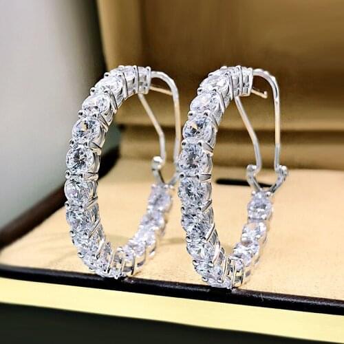 Real 925 Sterling Silver shining Multiple Created Moissanite Earrings Luxury Top Quality Women Man Fine Engagement Jewelry Gift