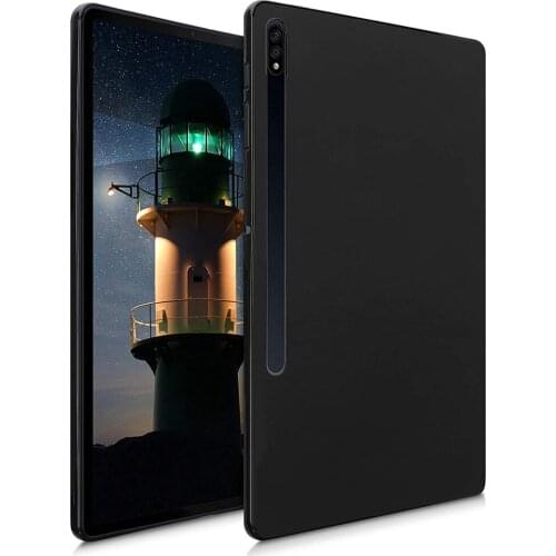 Silicone Case For Samsung Galaxy Tab S7 FE Plus 11 12.4 2020 SM-T870/T875 SM-T970/T976B Shockproof Flexible Black TPU Back Cover