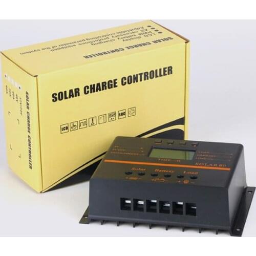 60A Solar Controller LCD PV panel Battery Charge Controller 12V 24V solar home power system indoor use 5V usb solar charge