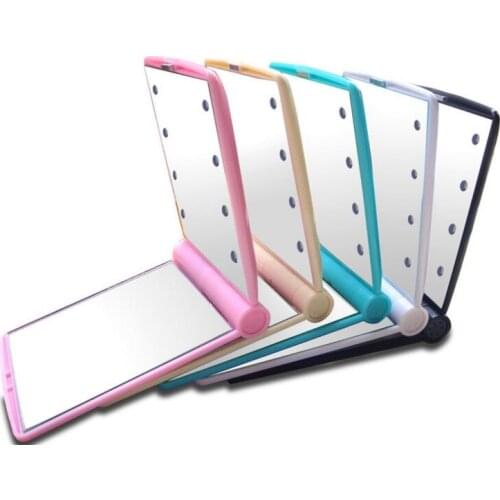 LED Mirrors Mini Portable Folding Compact Hand Cosmetic Make Up Pocket Mirror with 8 LED Light for Women Girls Lady