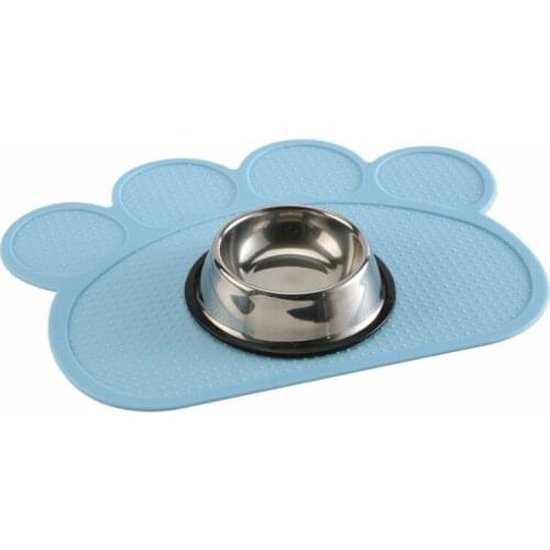 Candy Color Paw Waterproof Silicone Pet Food Pad Bowl Drinking Mat Dog Feeding Placemat Easy Washing