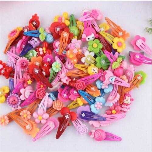 20PCS/Set Cute Cartoon Flower Bow Baby Hairpins Children Hairpin Acrylic Barrette BB ClipKids Hairgrip Girl Hair Accessories