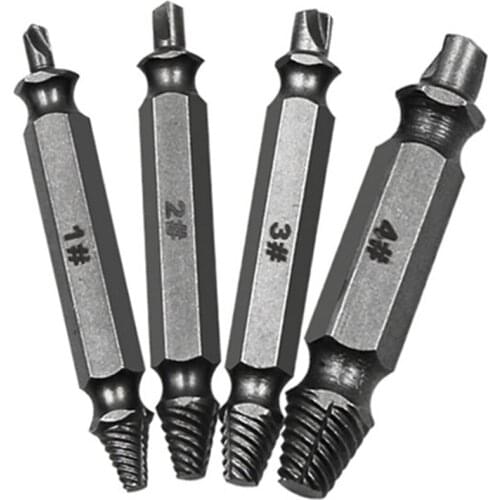 4pcs/Set HSS Double Side Damaged Screw Extractor Woodworking Drill Bit Remover Broken Speed Out Easy out Bolt Tool