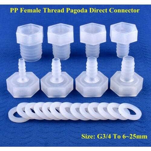 5~200pcs G3/4 Female Thread To 6~25mm PP Pagoda Elbow Connector Aquarium Tank Fittings Micro Irrigation Garden Water Hose Joint