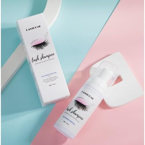 50ml Eyelash Extensions Shampoo + Brush No Stimulation Makeup Clean Eyelash Extension Glue Eye Lash Cleaning Foam Pump Design