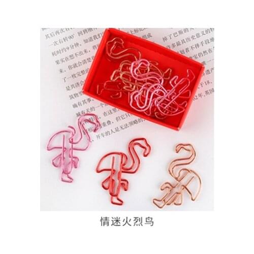9pcs paper clip bookmark creative cute cartoon animal love flamingo clip special-shaped paper clip