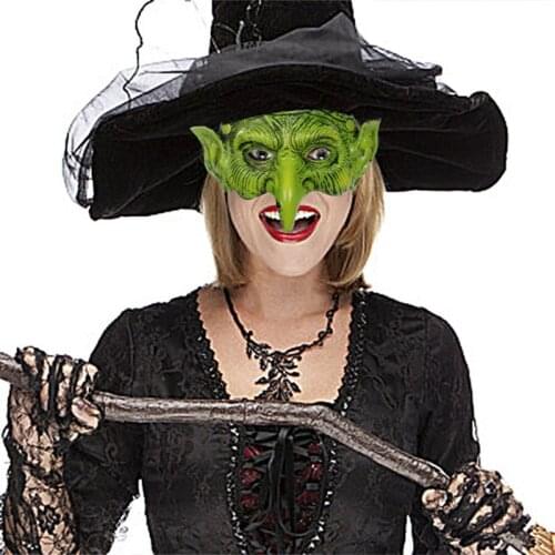 Halloween Carnival Party Decoration Supplies Stage Props Green Funny Pu Material Witch Mask Halloween Supplies