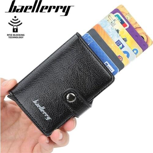 Aluminum Wallet With Elasticity Back Pocket ID Card Holder Rfid Blocking Mini Slim Wallet Automatic Pop up Credit Card Case Box