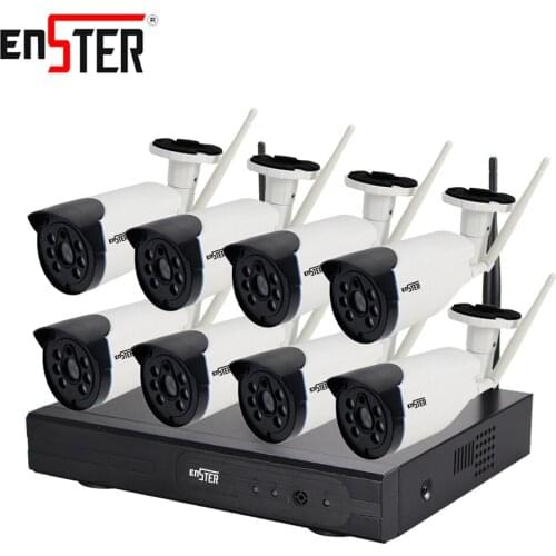 Enster 8CH Wireless IP Camera Wi-fi NVR Kit 720P HD Outdoor IR Night Vision Security Network WIFI CCTV System P2P Plug and Play