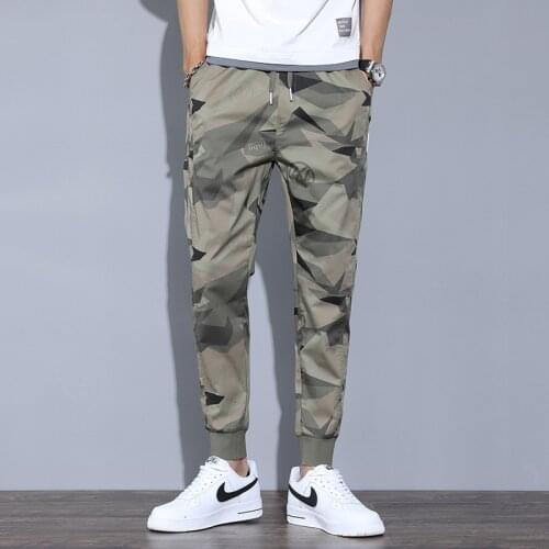 Fashion Camouflage Pant Men 2021 New Spring Autumn Casual Camo Pants Slim Fit Pencil Ankle-Length Pants Male Elastic Waist HA187