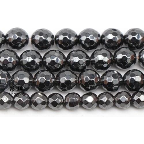 AAA Natural Stone Beads Bright Faceted Black Hematite Beads for Jewelry Making 15inch 3/4/6/8/10/12mm Round Bedas Diy Bracelet