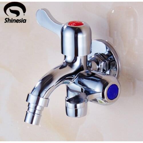 Two Function Dual Spout Washing Machine Laundry Faucet Water Tap Chrome Finish