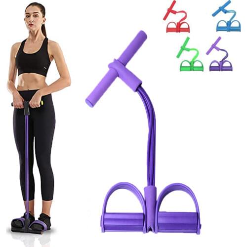 4 Resistanc Elastic Pull Ropes Yoga Fitness Pedal Exerciser Rower Belly Resistance Band Sit-up Training Sport Gym Equipment