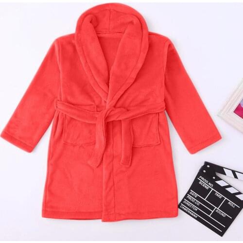 Flannel Hooded Bathrobe For Boys Girls Thicken Sleep Robes Kids Bathrobes Toddler Baby Infant Beach Towels Childrens Pajamas