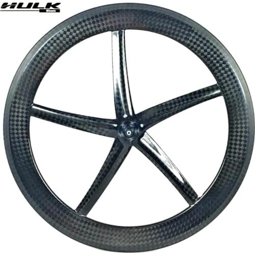 HULKWHEELS 700c Five Spoke Carbon Wheel Carbon Five Spoke Wheel Clincher Tubular Track Triathlon Time Trial fixed gear wheelset